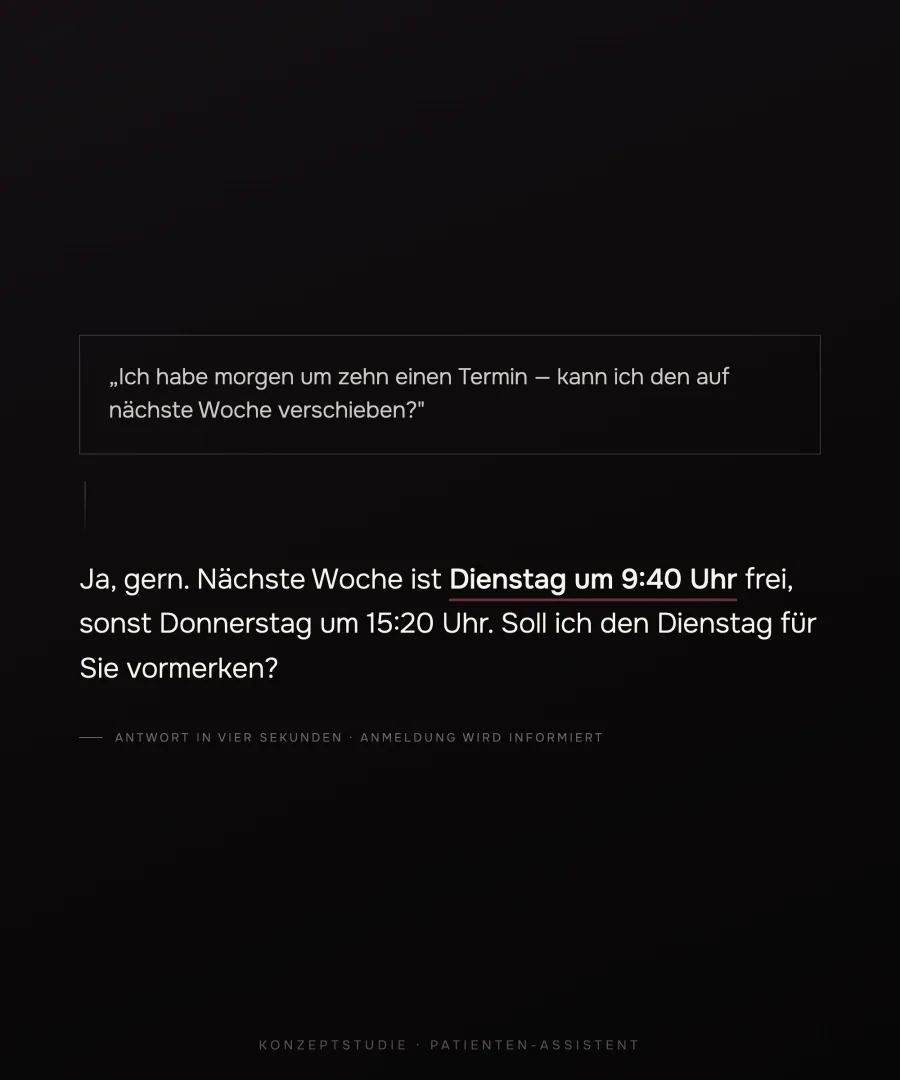 Patienten-Assistent beantwortet eine Terminverschiebung (Konzeptstudie)